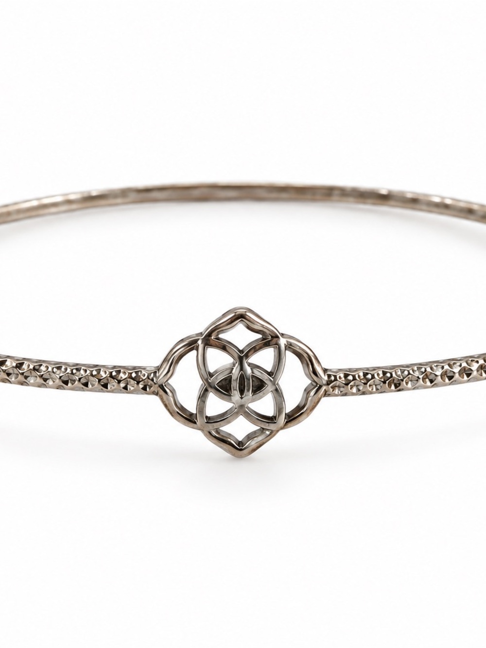 Kendra Scott Silver Openwork Floral Knot Bangle Bracelet Vintage